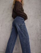 milas91 Blugi slouchy cu talie înaltă cu conținut ridicat de bumbac și buzunare geometrice Keney Albaștri