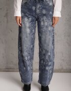 milas91 Blugi slouchy din bumbac cu model floral în stil broderie Felizita Albaștri