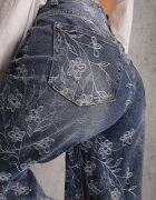 milas91 Blugi slouchy din bumbac cu model floral în stil broderie Felizita Albaștri