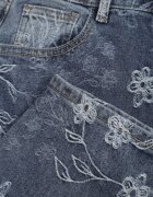 milas91 Blugi slouchy din bumbac cu model floral în stil broderie Felizita Albaștri