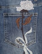 milas91 Blugi Straight Leg cu conținut mare de bumbac cu broderie decorativă și strasuri Cascatia Albaștri