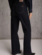milas91 Blugi Straight Leg Standard Waist Bogate w Bawełnę Giovantta Bleumarin