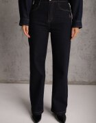 milas91 Blugi Straight Leg Standard Waist Bogate w Bawełnę Giovantta Bleumarin