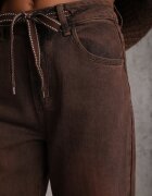 milas91 Blugi Straight Leg Standard Waist din bumbac cu șnur reglabil în talie Rukmini Maro