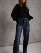 milas91 Blugi Wide Leg cu talie înaltă din bumbac cu zone de decolorare Ineia Albaștri