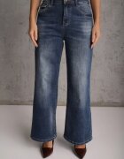milas91 Blugi Wide Leg Standard Waist cu Buzunare cu Clape în Stil Y2K Nirasa Albaștri