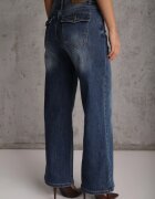milas91 Blugi Wide Leg Standard Waist cu Buzunare cu Clape în Stil Y2K Nirasa Albaștri