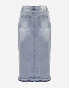 milas91 Fustă Albastră din Denim cu Bumbac High Waist cu Croi Asimetric Vikisla