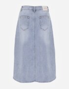 milas91 Fustă Albastră din Denim cu Bumbac Talie înaltă și Crăpătură pe Picior Cinadessa