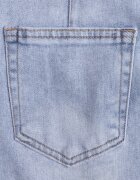 milas91 Fustă Albastră din Denim cu Bumbac Talie înaltă și Crăpătură pe Picior Cinadessa
