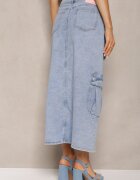milas91 Fustă Albastră Din denim Regular Waist cu Buzunare cu Capse și Despicătură Alicella