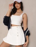 milas91 Fustă-Pantaloni scurți Alb din denim cu nasturi decorativi Viviellae