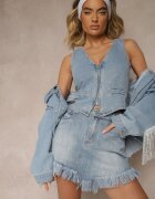 milas91 Fustă-Pantaloni scurți Albastru Din denim Cu rupturi Galirela