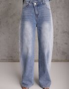 milas91 Jeans Albaștri High Waist Balloon din Bumbac cu Închidere Asimetrică Myrea
