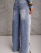 milas91 Jeans Albaștri High Waist Balloon din Bumbac cu Închidere Asimetrică Myrea