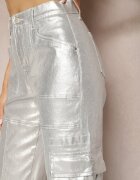 milas91 Pantaloni cargo argintii metalici cu buzunare Honna