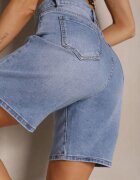 milas91 Pantaloni scurți albaștri din denim cu talie înaltă tip Bermude Tenibella