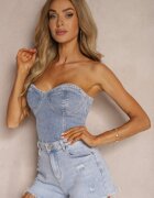 milas91 Pantaloni scurți Albastru de blugi din bumbac talie înaltă cu inimă la spate Vikiria