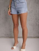 milas91 Pantaloni scurți din denim albaștri Casual Talie înaltă decorați cu nasturi Leviana