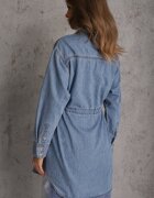 milas91 Rochie cămașă Albastră de blugi din bumbac cu legătură și încrețire Enatta