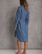 milas91 Rochie cămașă Albastră Denim Oversize cu bumbac și curea Cianatra