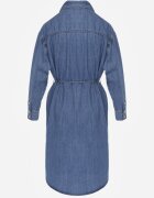 milas91 Rochie cămașă Albastră Denim Oversize cu bumbac și curea Cianatra