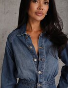 milas91 Rochie de blugi ajustată cu bumbac pe nasturi Aresine Albastră