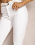 miss poem Blugi Albi Skinny Mulați din Bumbac Anevi