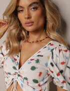 miss poem Bluză Albă de Vâscoză cu Model Abstract Anigella