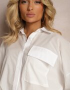 miss poem Cămașă albă din bumbac cu spate mai lung și elastic cu posibilitate de strângere Sasina