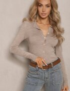 miss poem Cardigan Bej Deschis Decorat cu rib Omelle