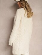 miss poem Cardigan Bej deschis Lung Fără închidere cu linie de umeri coborâtă și buzunare Viatha