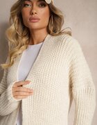 miss poem Cardigan Bej deschis Lung Fără închidere cu linie de umeri coborâtă și buzunare Viatha