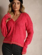 miss poem Cardigan Fucsia Cusut cu fir metalic Vorttisa