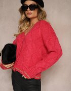 miss poem Cardigan Fucsia Cusut cu fir metalic Vorttisa