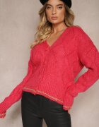 miss poem Cardigan Fucsia Cusut cu fir metalic Vorttisa