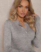 miss poem Cardigan Gri Deschis Decorat Cu Bordură Reiată Omelle