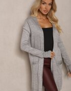 miss poem Cardigan Gri Fără închidere croi drept cu buzunare inserate Torinia