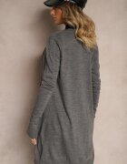 miss poem Cardigan gri închis fără închidere cu croială simplă cu buzunare laterale Torinia