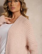 miss poem Cardigan Lung Roz deschis Fără închidere cu umeri căzuți și cu buzunare Viatha