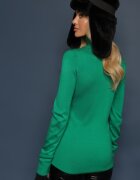 miss poem Guler înalt Clasic Verde închis cu borduri elastice la mâneci Felinia