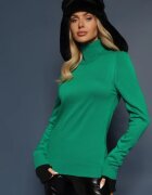 miss poem Guler înalt Clasic Verde închis cu borduri elastice la mâneci Felinia