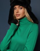 miss poem Guler înalt Clasic Verde închis cu borduri elastice la mâneci Felinia