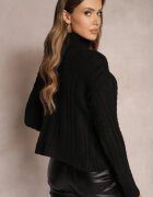 miss poem Helancă Neagră Tricotată cu model împletit Cleva