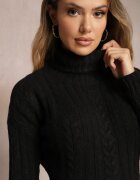 miss poem Helancă Neagră Tricotată cu model împletit Cleva