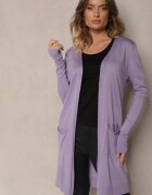 miss poem Kardigan Mov Fără închidere Cu o croială simplă Cu buzunare inserate Torinia