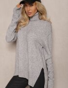 miss poem Maletă Asimetrică Gri cu Croială Clasică cu Mânecă Lungă Serattia