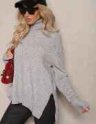 miss poem Maletă Asimetrică Gri cu Croială Clasică cu Mânecă Lungă Serattia
