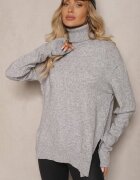 miss poem Maletă Asimetrică Gri cu Croială Clasică cu Mânecă Lungă Serattia
