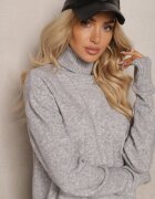 miss poem Maletă Asimetrică Gri cu Croială Clasică cu Mânecă Lungă Serattia